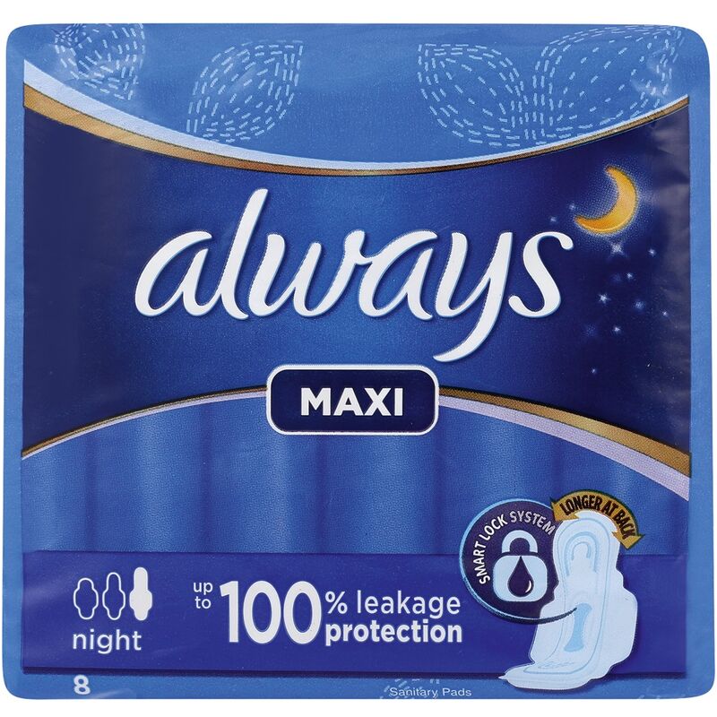 ALWAYS MAXI NIGHT PADS WITH WINGS – 8S