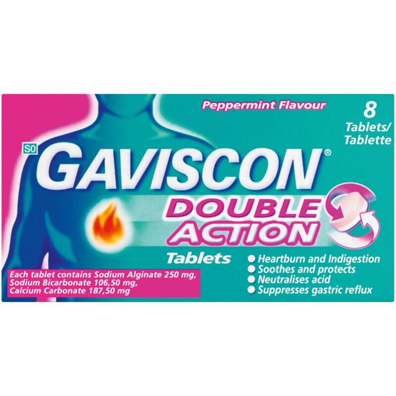 GAVISCON ANTIACID DOUBLE ACTION TABLETS – 8S