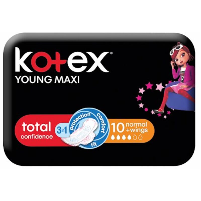 KOTEX MAXI YOUNG NORMAL PLUS PADS WITH WINGS – 10S