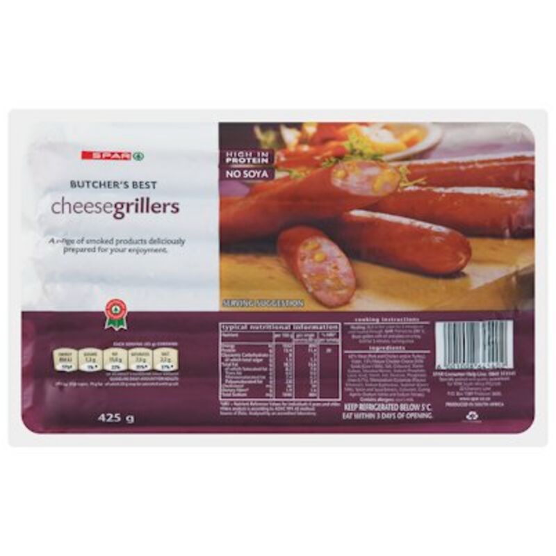 SPAR BUTCHERS BEST CHEESE GRILLERS – 425G