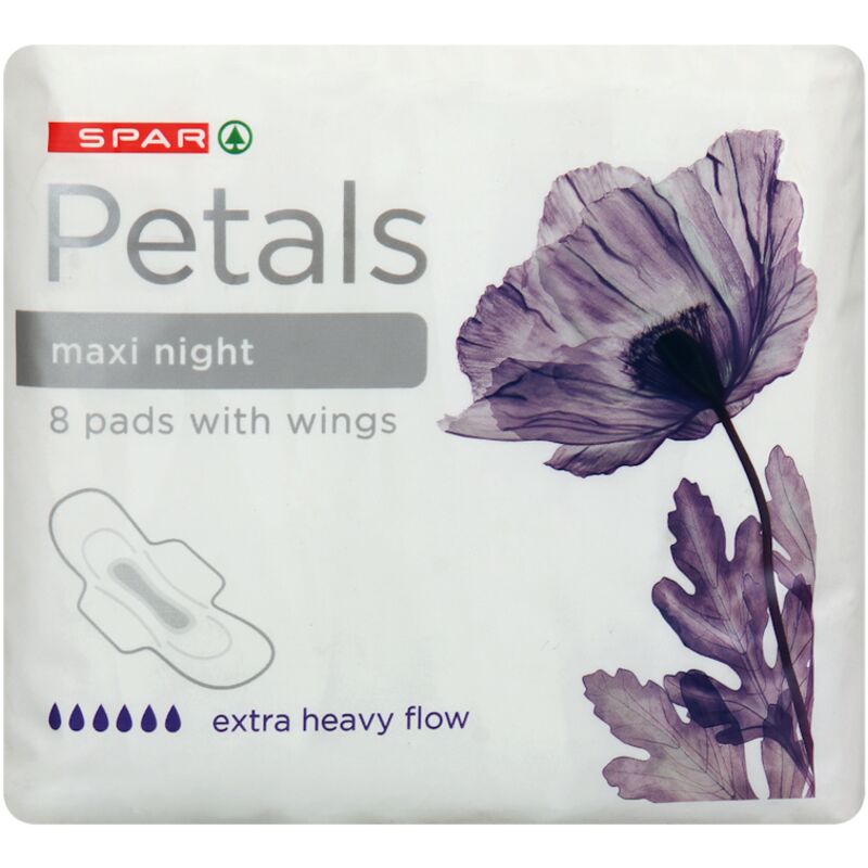 SPAR PETALS MAXI NIGHT PADS WITH WINGS – 8S