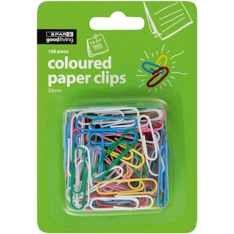 GOOD LIVING PAPER CLIPS COLOURED 33MM – 100S