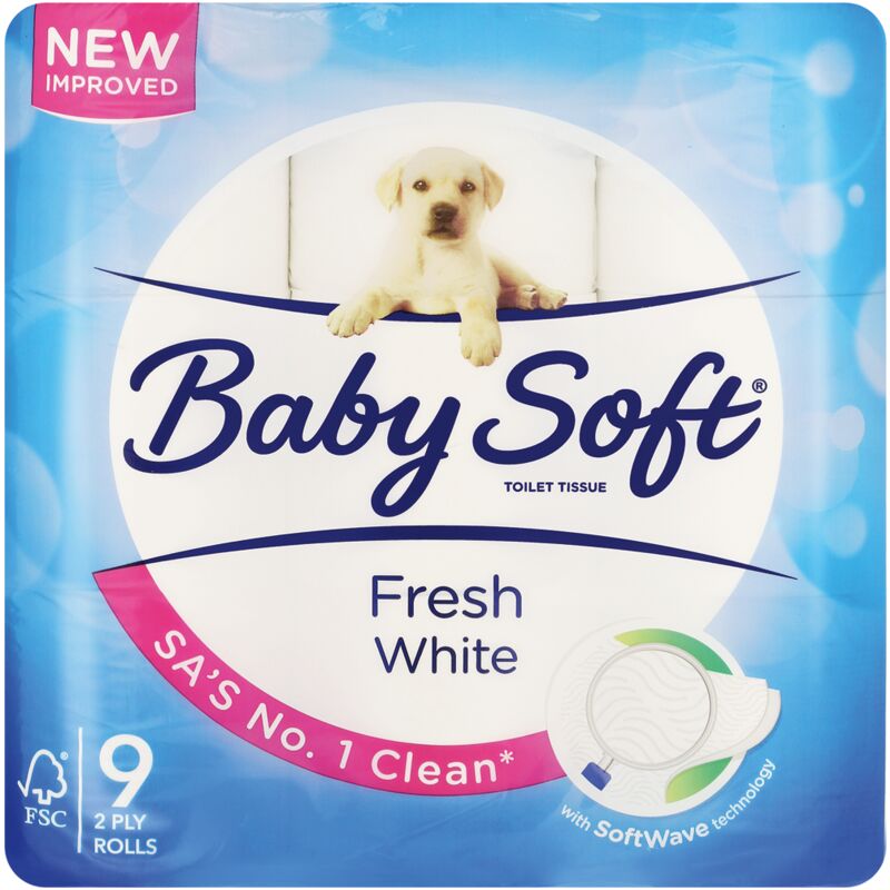 BABY SOFT 2PLY WHITE TOILET PAPER – 9S