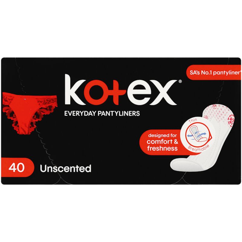 KOTEX UNSCENTED WHITE PANTY LINERS – 40S