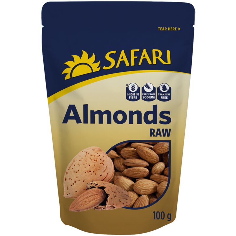 SAFARI ALMONDS NUTS NATURAL – 100G