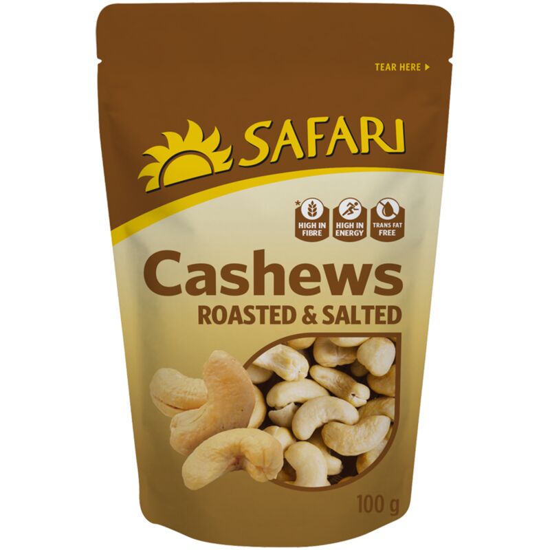 SAFARI CASHEW NUTS ROASTED & SALTED – 100G