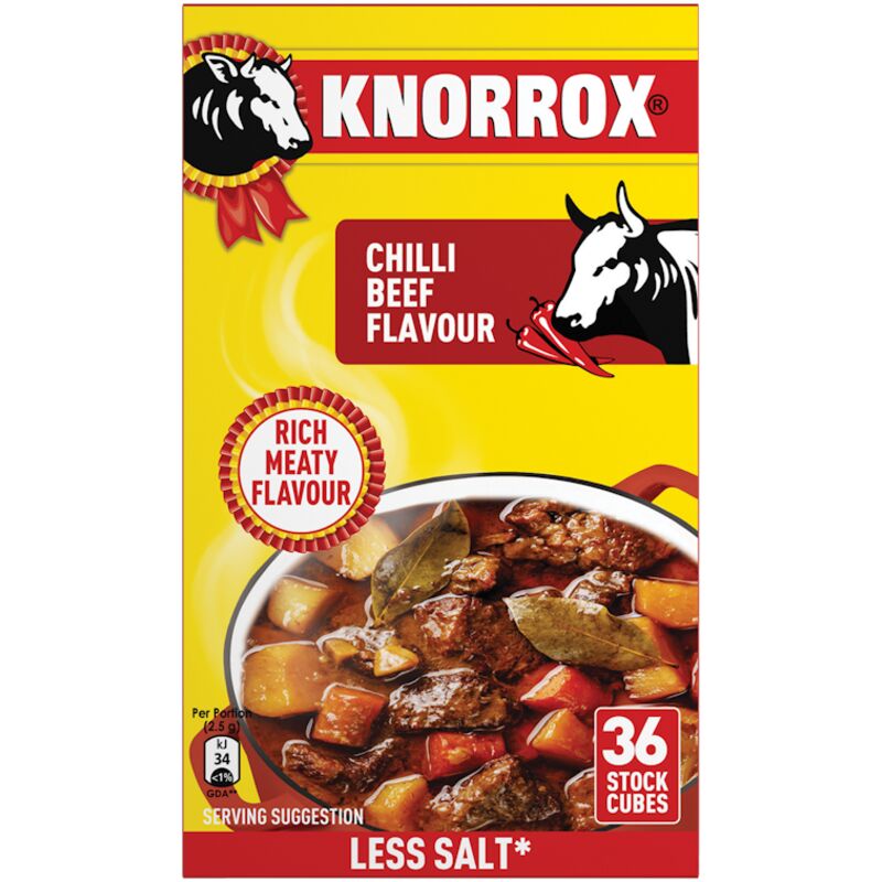 KNORROX STOCK CUBES CHILLI BEEF – 36S