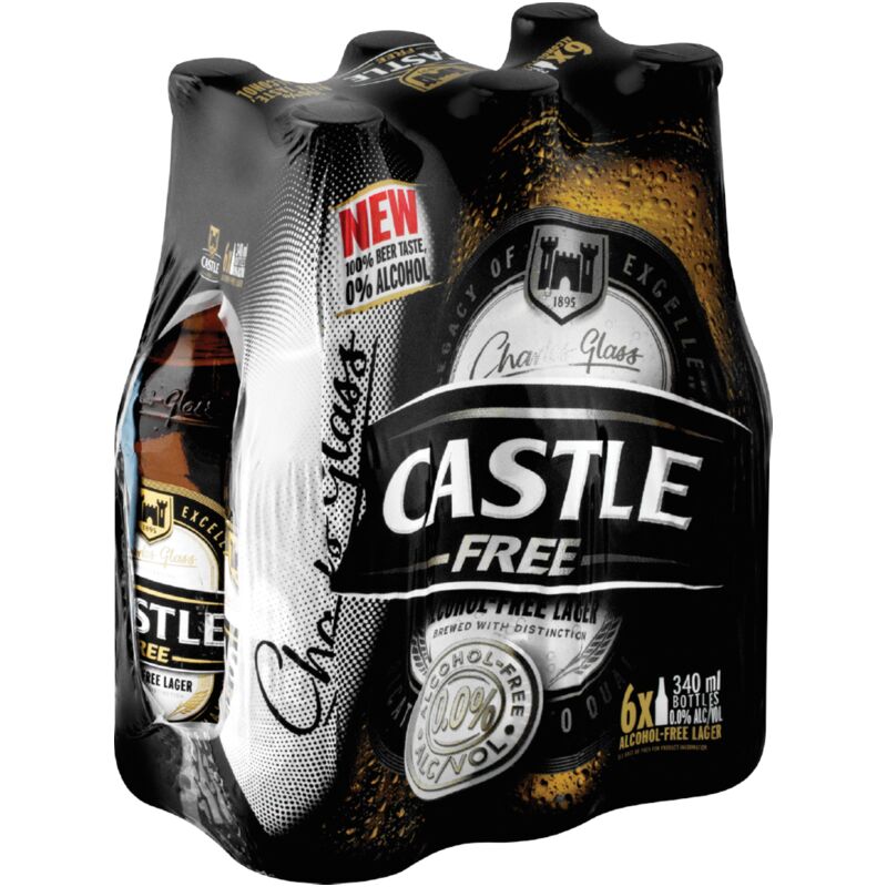 CASTLE LAGER FREE – 340ML X 6