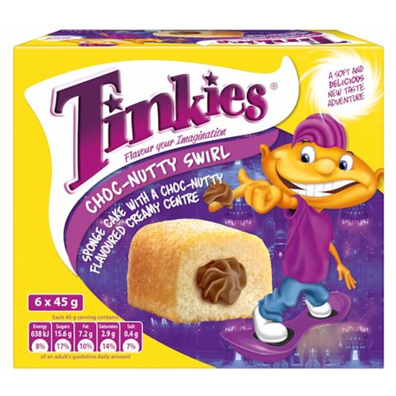 TINKIES CREAMY FILLED SPONGE CHOC NUT – 6S