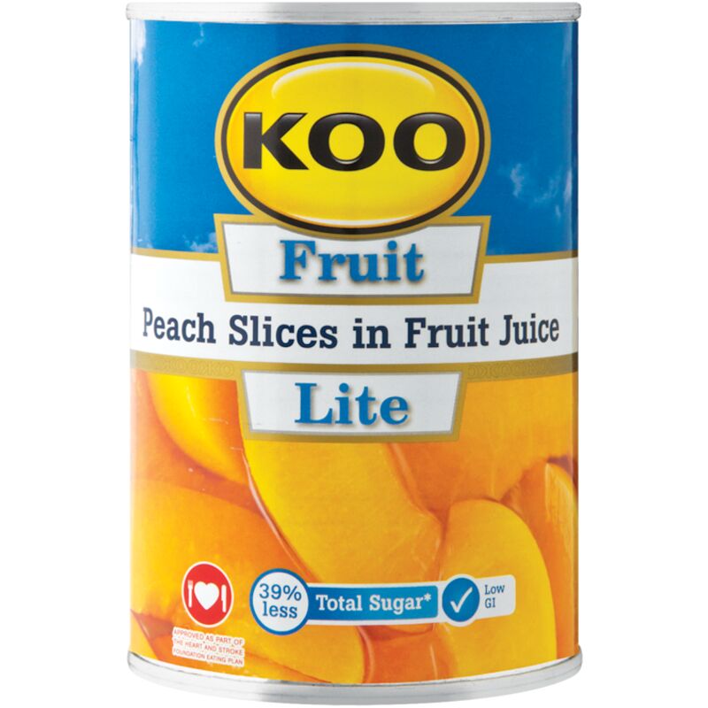 KOO LITE PEACH SLICE IN FRUIT JUICE – 410G