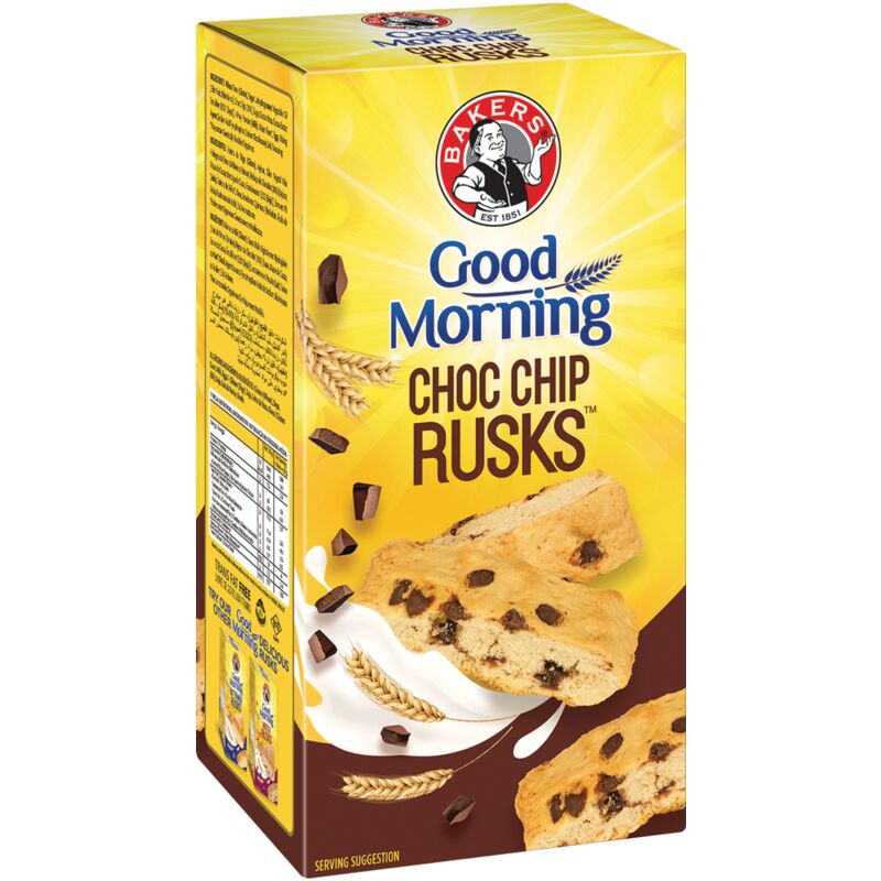 BAKERS GOOD MORNING RUSKS CHOC CHIP – 450G