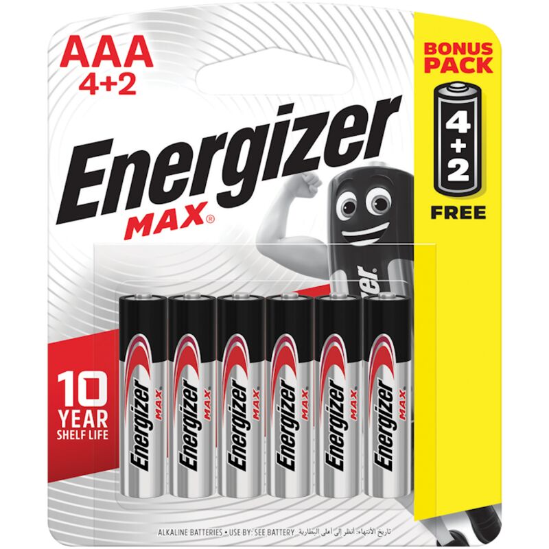 ENERGIZER MAX AAA 6 PACK 4+2 FREE – 6S