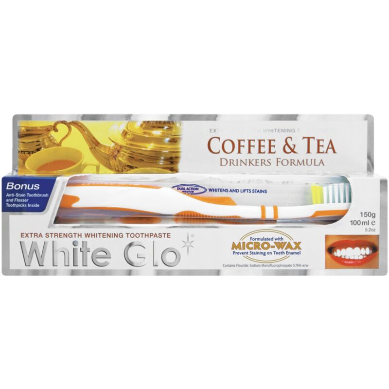 WHITE GLO TOOTHPASTE & TOOTHBRUSH TEA & COFFEE – 100ML